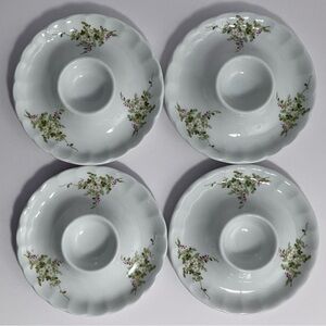 4 ESCHENBACH Grüne Ranke GREEN VINES Egg Cups / FINE BAVARIAN PORCELAIN / Mint